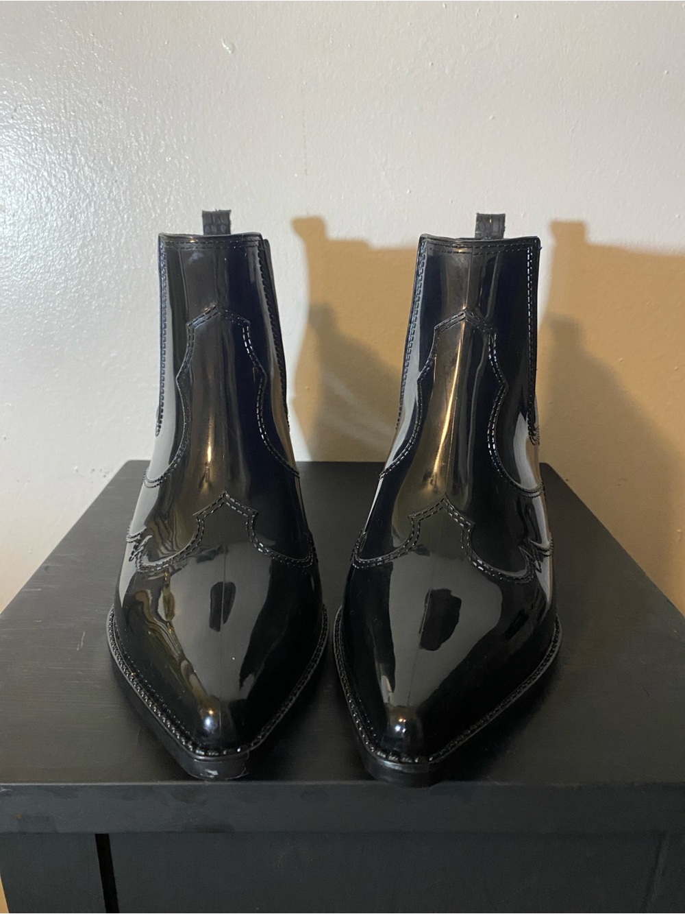 Sam Edelman Black Patent Leather Chelsea Western Boots